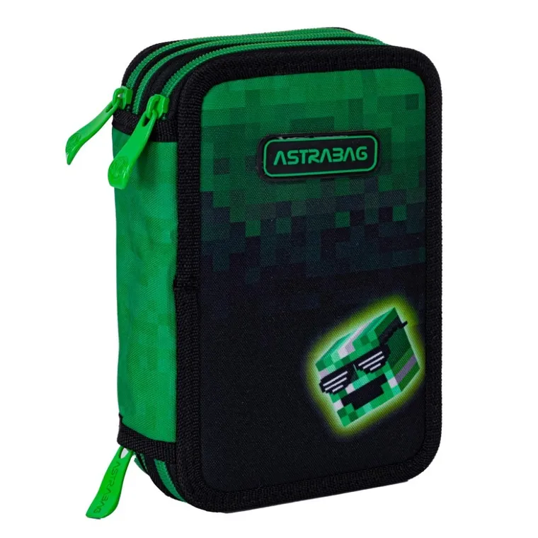 Astrabag, piórnik rozkładany, potrójny, z wyposażeniem, Pixel Hero