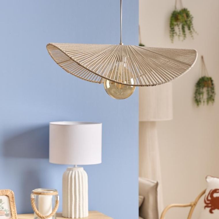 Atmosphera, Adelia, lampa wisząca z bawełny, biała, 58-56-100 cm