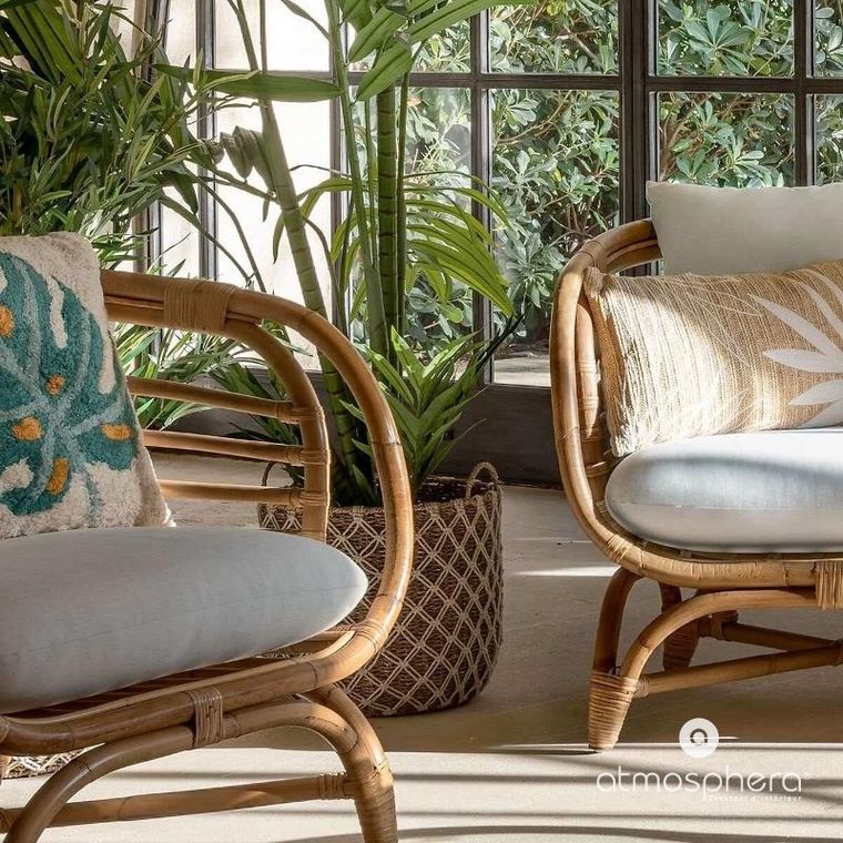 Atmosphera, bambusowe kosze do przechowywania, makrama, 3 szt.