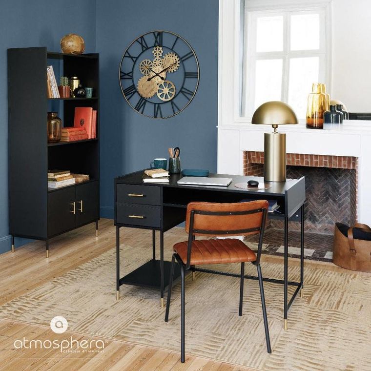 Atmosphera, biurko czarne z szufladami, Tedy, 110-55-78.5 cm