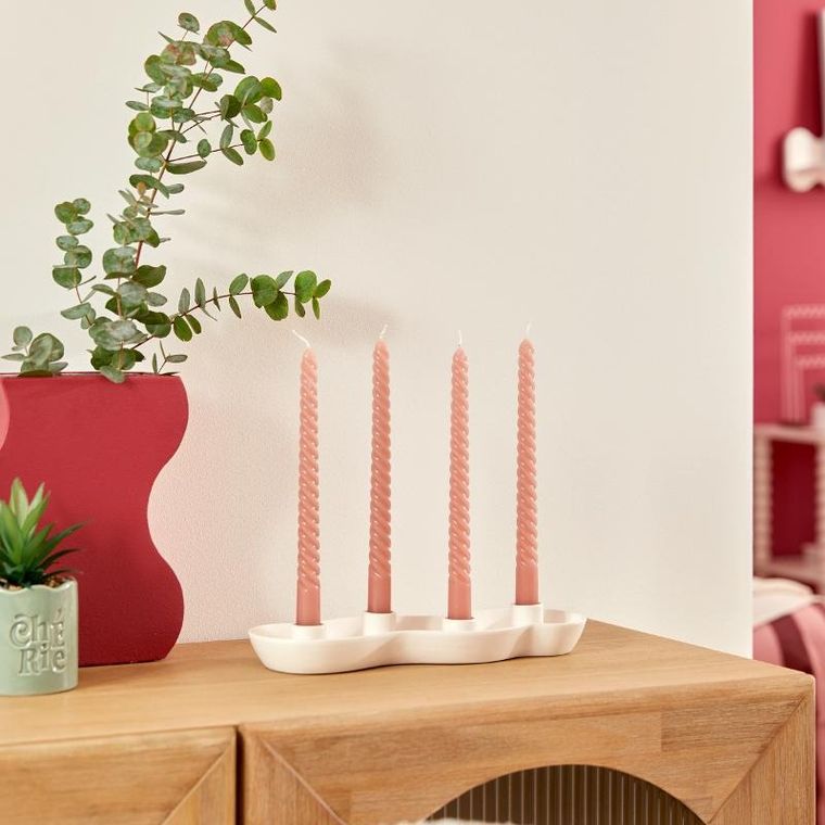 Atmosphera, Cherry, ceramiczny świecznik na 4 długie świece, 32,5-4,4-11,2 cm