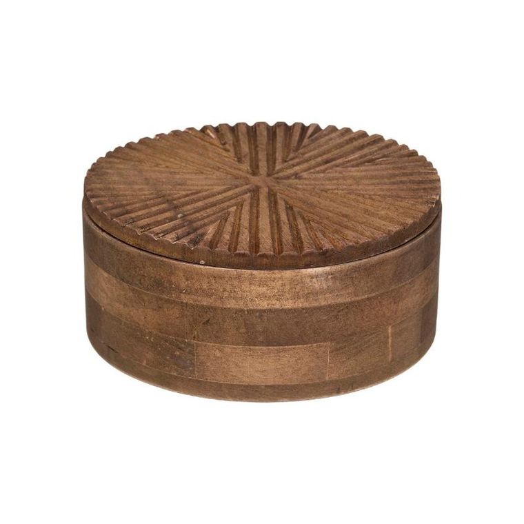 Atmosphera, drewniana szkatułka na biżuterię z lusterkiem, okrągła