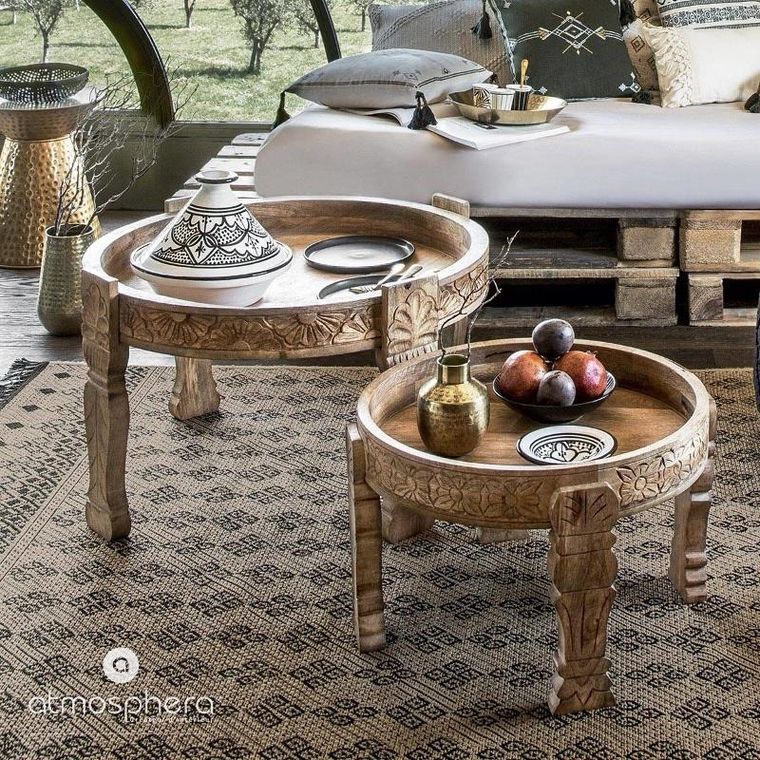 Atmosphera, drewniany stolik kawowy, Ø 74 cm