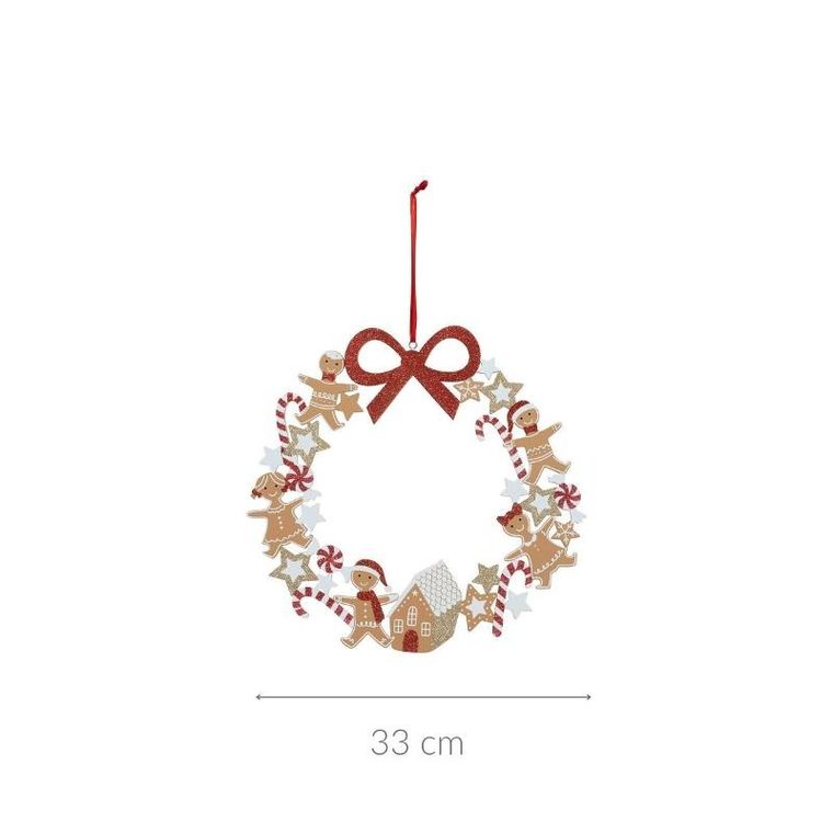 Atmosphera, drewniany wieniec świąteczny, w pierniczki, średnica 33 cm