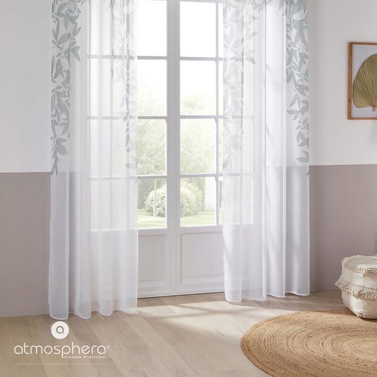 Atmosphera, firanka na przelotkach, wzór liści, 140-240 cm