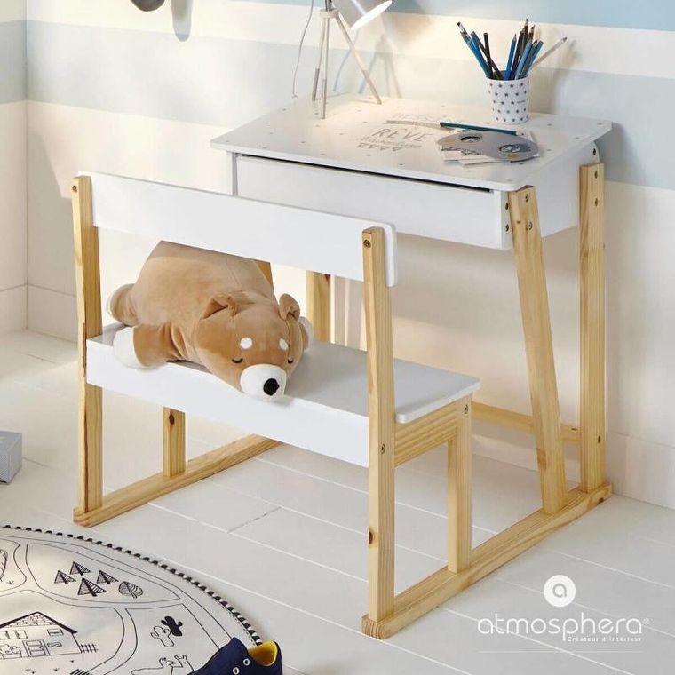 Atmosphera for kids, biurko dziecięce ze schowkiem, retro