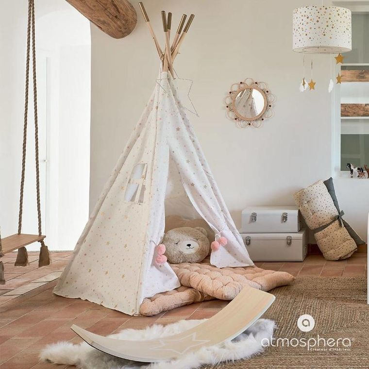 Atmosphera for kids, lustro dekoracyjne, Champagne, w oprawie z rattanu, Ø 38 cm