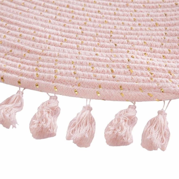 Atmosphera for kids, okrągły dywan dekoracyjny, Lurex, Ø 90 cm z frędzlami, różowy