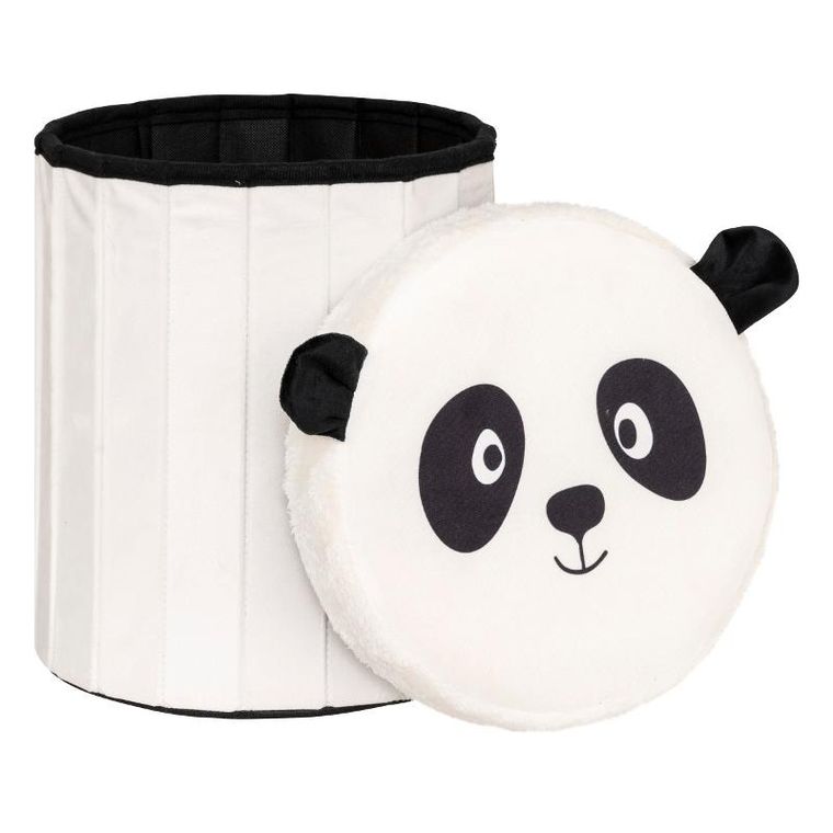 Atmosphera for kids, pufa składana z miejscem na zabawki, panda, 30 cm