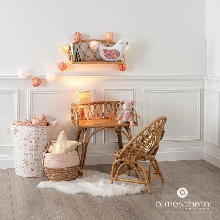 Atmosphera for kids, rattanowa półka do pokoju dziecięcego, wisząca, 57 cm