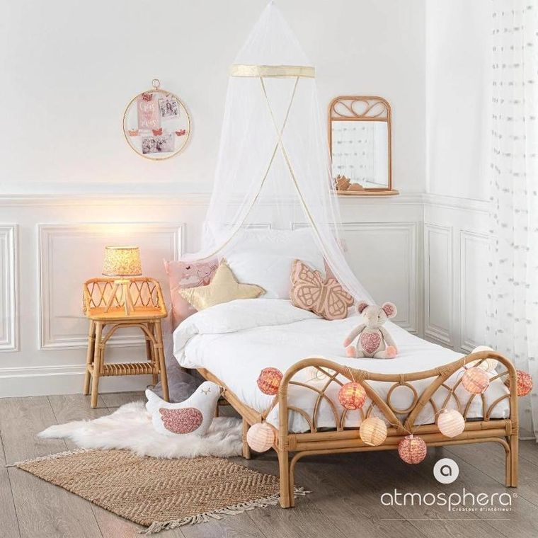 Atmosphera for kids, rattanowa szafka nocna do pokoju dziecięcego, 56 cm