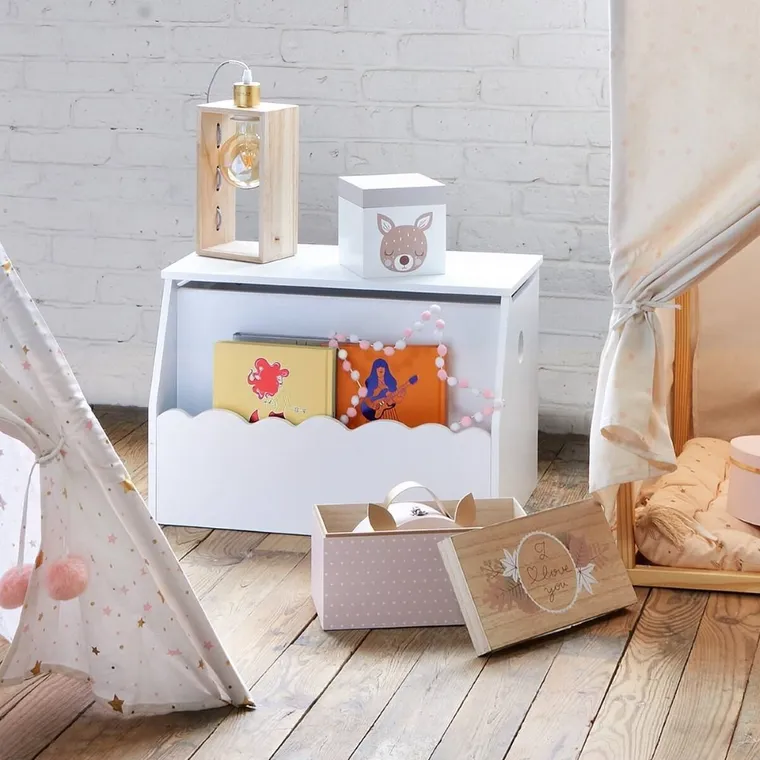 Atmosphera for kids, regał ze schowkiem na zabawki, biały