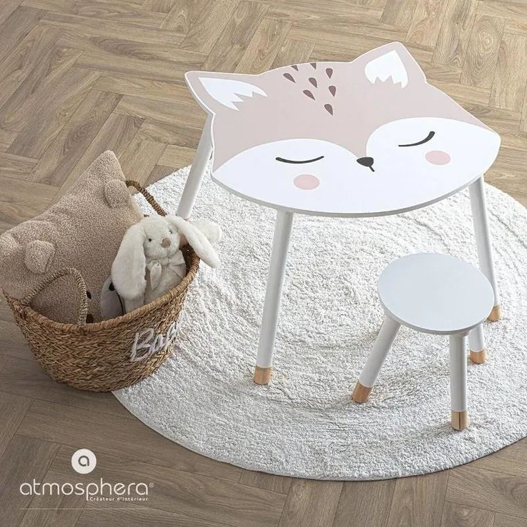 Atmosphera for kids, stolik dla dziecka, lisek, z sosnowymi nóżkami, 43 cm
