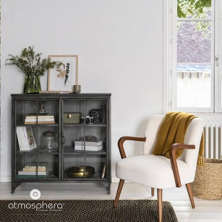 Atmosphera, fotel biały, baranek, Chiara