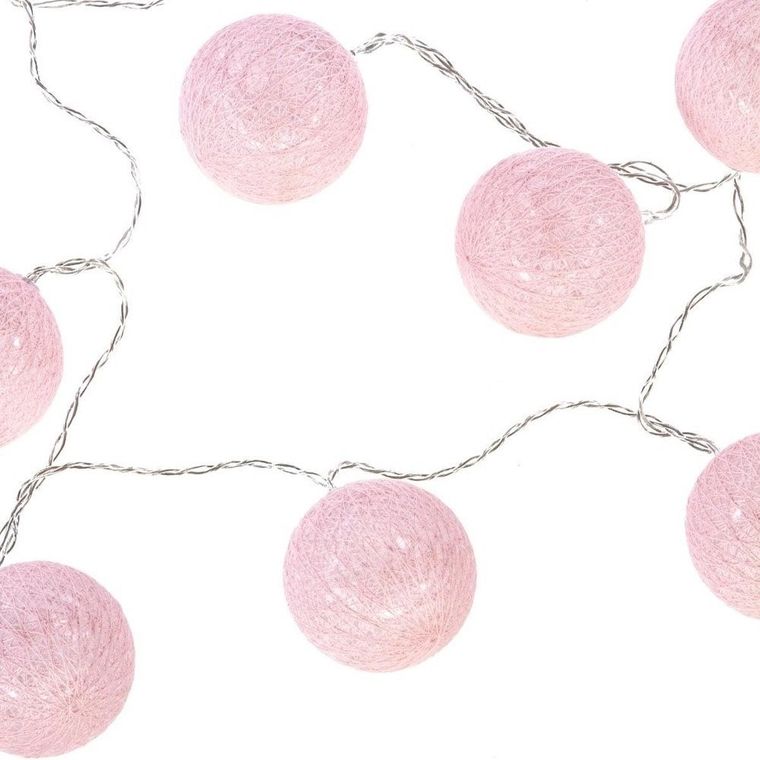 Atmosphera, girlanda świetlna, świecące led kule, 10 szt., jasno-różowa