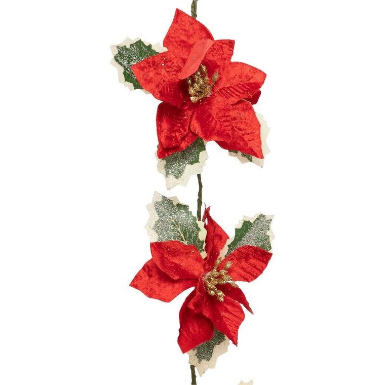 Atmosphera, girlanda w czerwone kwiaty świąteczne, 180 cm