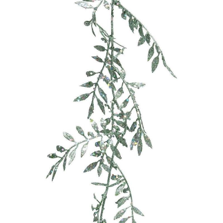 Atmosphera, girlanda z zielonych listków i srebra, 180 cm