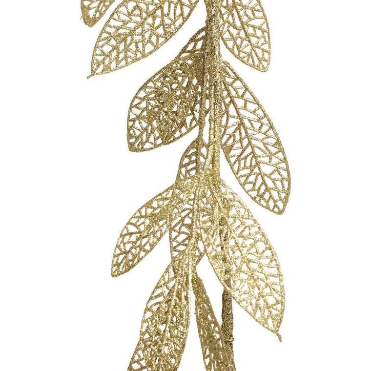 Atmosphera, girlanda ze złotych liści z brokatem, 180 cm