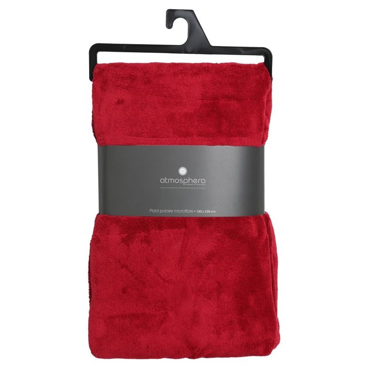 Atmosphera, koc pluszowy na łóżko, 230-180 cm, czerwony