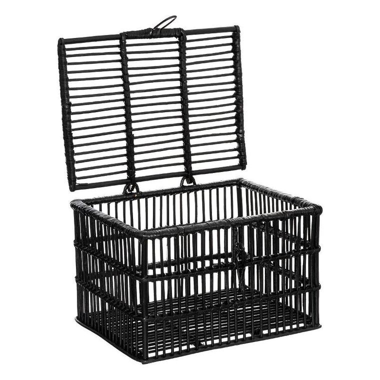 Atmosphera, koszyki dekoracyjne rattanowe, czarne, 3 szt.