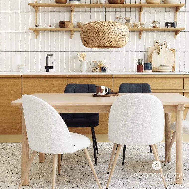 Atmosphera, krzesło skandynawskie białe, Slano, tapicerowane, bez podłokietników