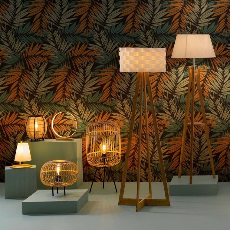 Atmosphera, lampa podłogowa bambusowa, biała, wys. 150 cm