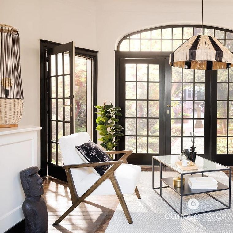 Atmosphera, lampa podłogowa boho anea, rattan i metal, wys. 95 cm