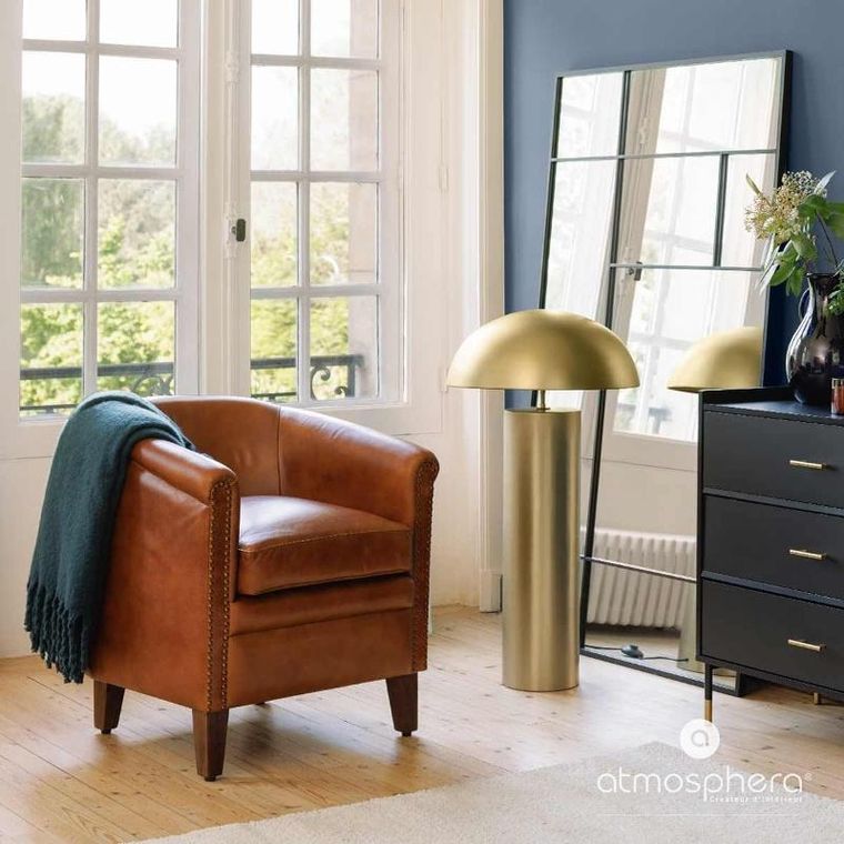 Atmosphera, lampa stojąca do salonu champi, złota, grzybek, wys. 97 cm