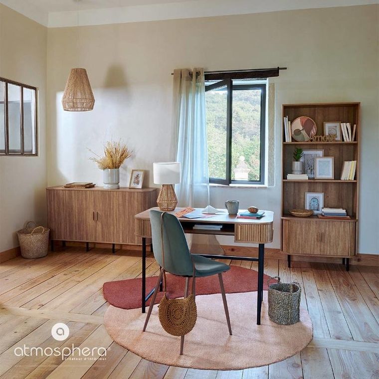 Atmosphera, lampa stołowa, Lila, podstawa z plecionki, 40 cm