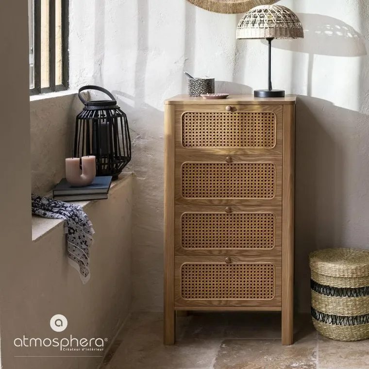 Atmosphera, lampa stołowa, Rory, pleciony klosz, wys. 41.5 cm