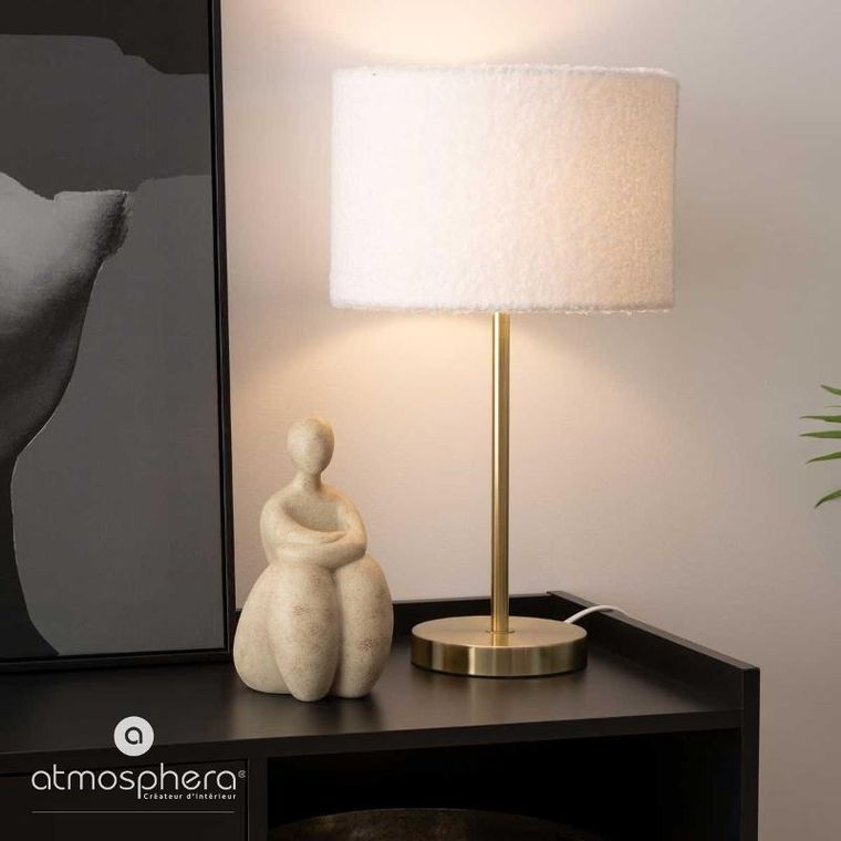 Atmosphera, lampa stołowa z kloszem boucle, Tina, wys. 49 cm