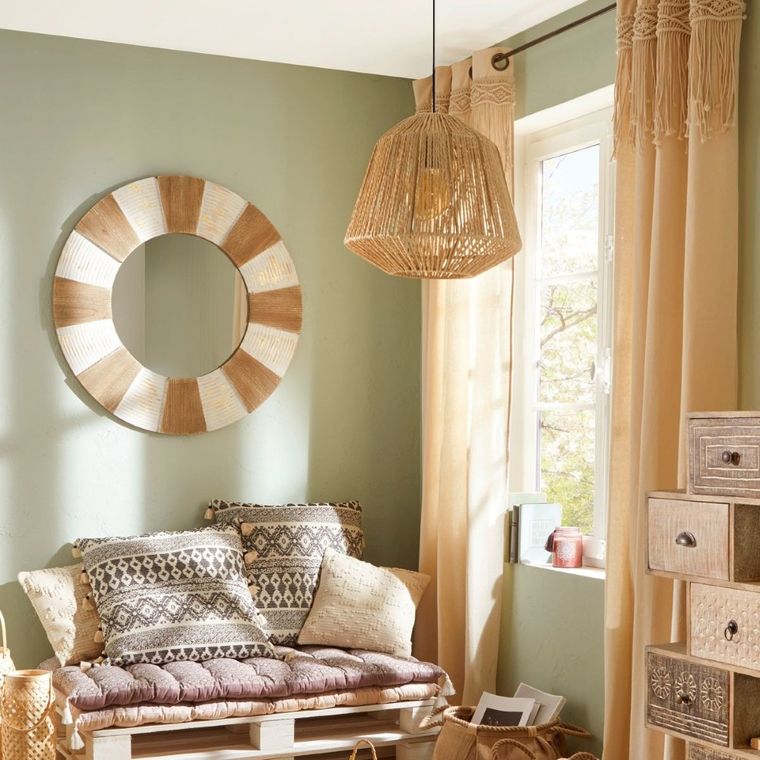 Atmosphera, lampa sufitowa etniczna, atrakcyjne oświetlenie wiszące z kloszem E27