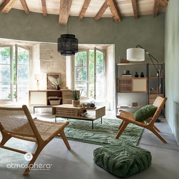 Atmosphera, lampa wisząca, Liby, z ażurowym kloszem z bambusa, ø 40 cm