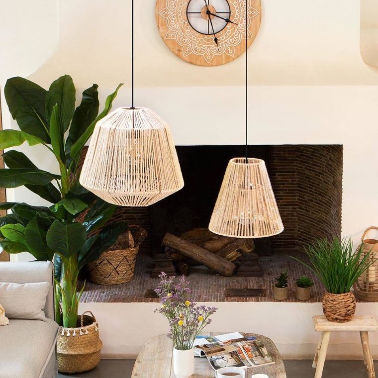 Atmosphera, lampa wisząca z kloszem z metalu i papieru, Ø 30 cm, beżowa