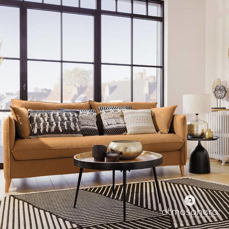 Atmosphera, lampa z beżowym abażurem, Kais, metalowa podstawa, wys. 52 cm