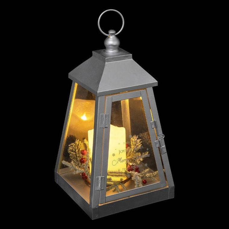 Atmosphera, lampion metalowy, ze świeczką LED, 32-17 cm