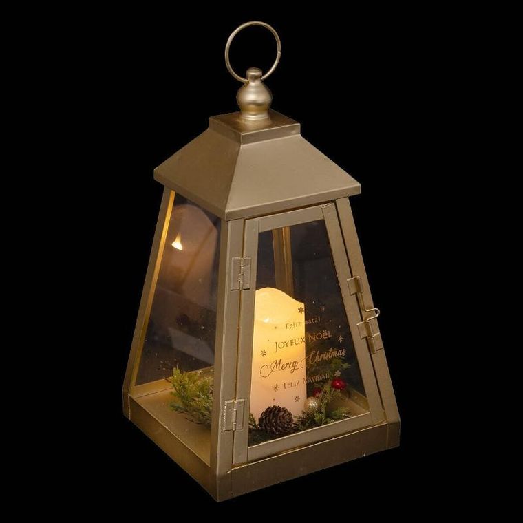 Atmosphera, lampion metalowy, ze świeczką LED, 32-17 cm