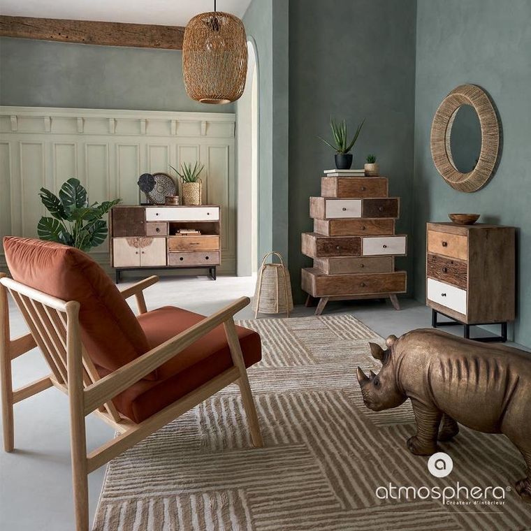 Atmosphera, lampka nocna w kształcie lampionu, Carmen, bambusowy klosz, wys. 49 cm