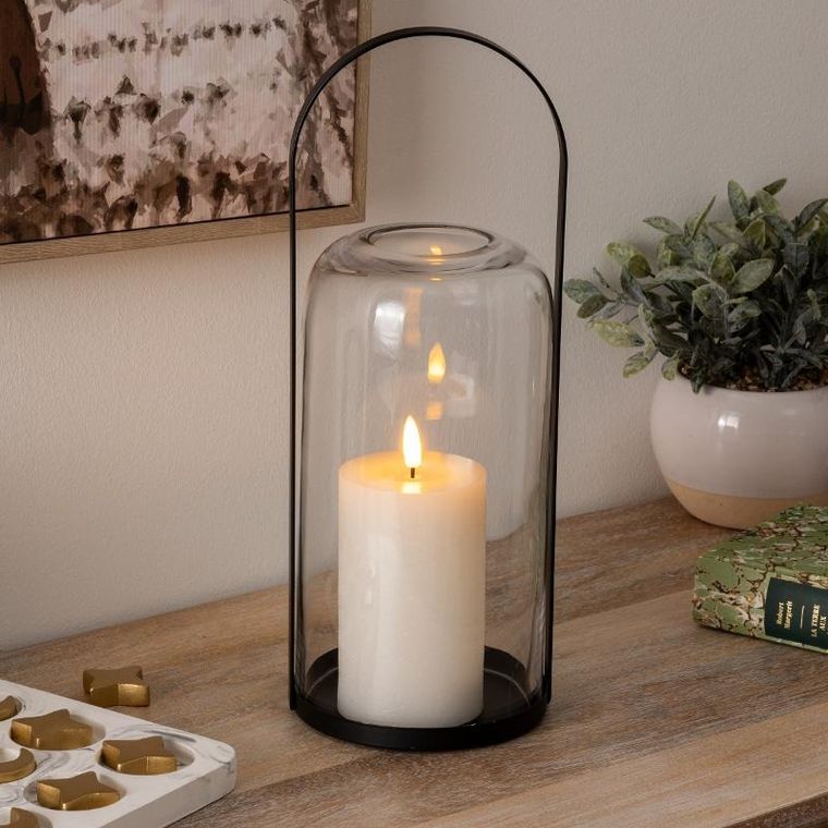 Atmosphera, latarenka, LED, szkło i metal, 35 cm