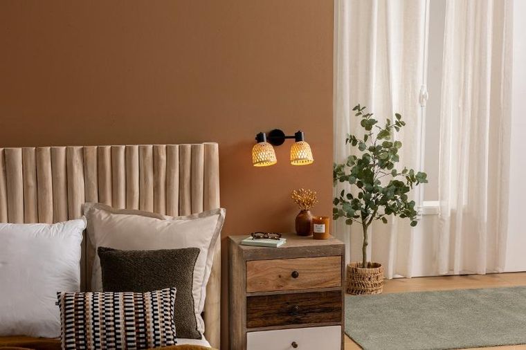 Atmosphera, Lio, lampy sufitowe, 2 klosze z plecionego bambusa, 2xśrednica 17 cm