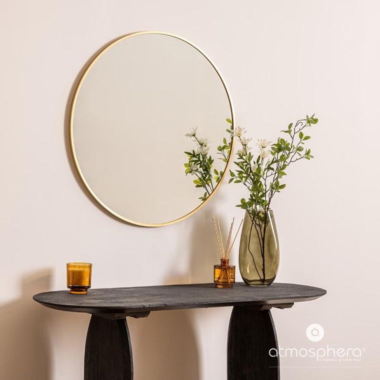 Atmosphera, lustro okrągłe w metalowej ramie, Ow, ø 70 cm