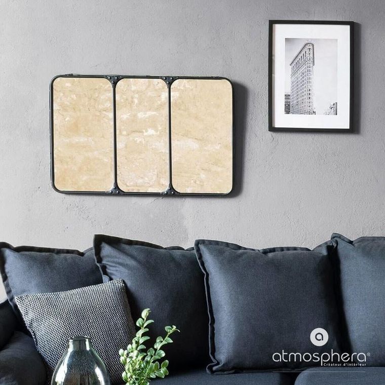 Atmosphera, lustro trójdzielne w metalowej ramie, 45-70.5 cm