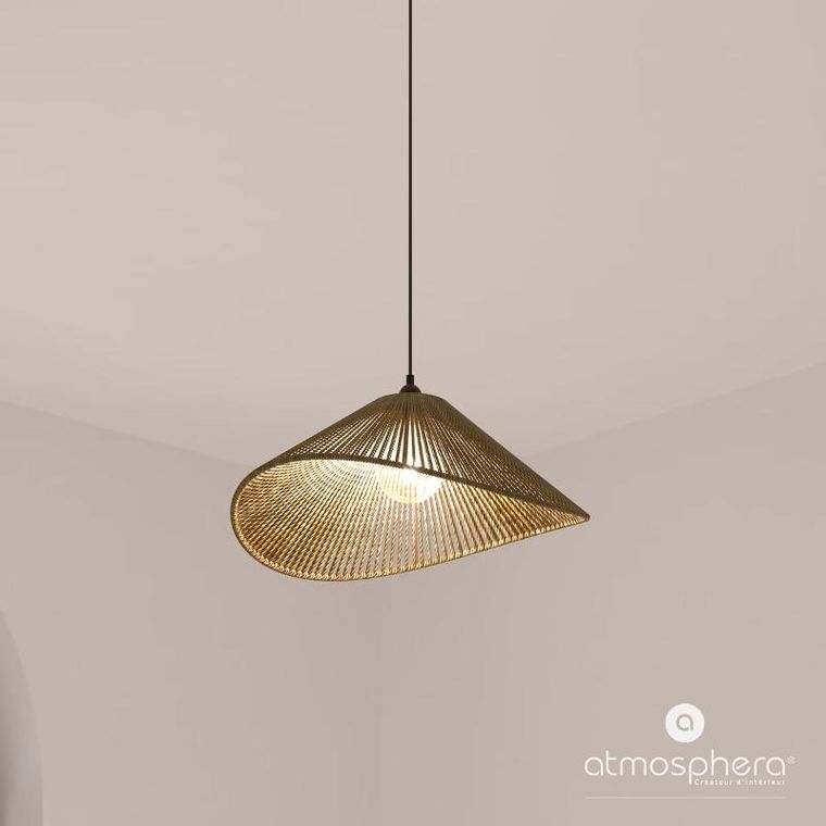 Atmosphera, Myha, lampa wisząca nad stół, pleciony klosz, 58 cm