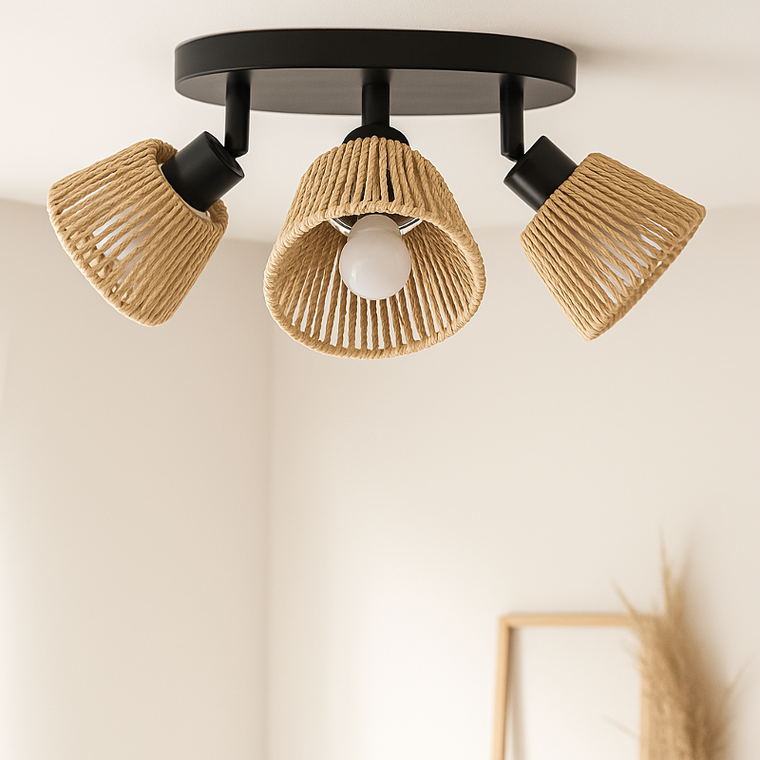 Atmosphera, Myha, lampy sufitowe, 3 klosze z plecionego papieru, 3xśrednica 25 cm