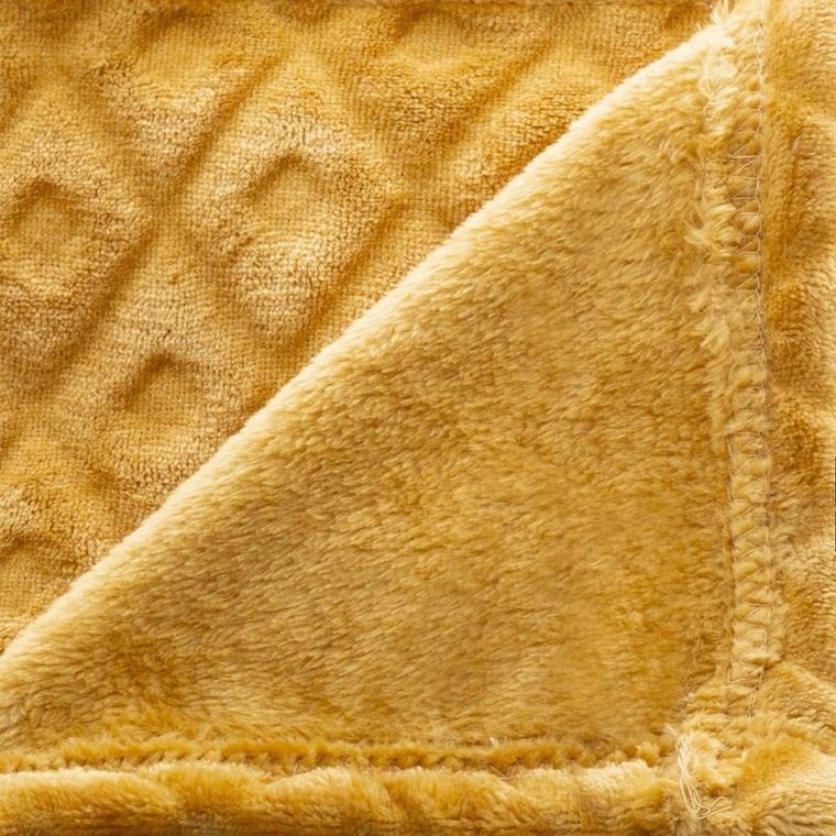 Atmosphera, narzuta pled 3D, Losan, żółta, 125-150 cm