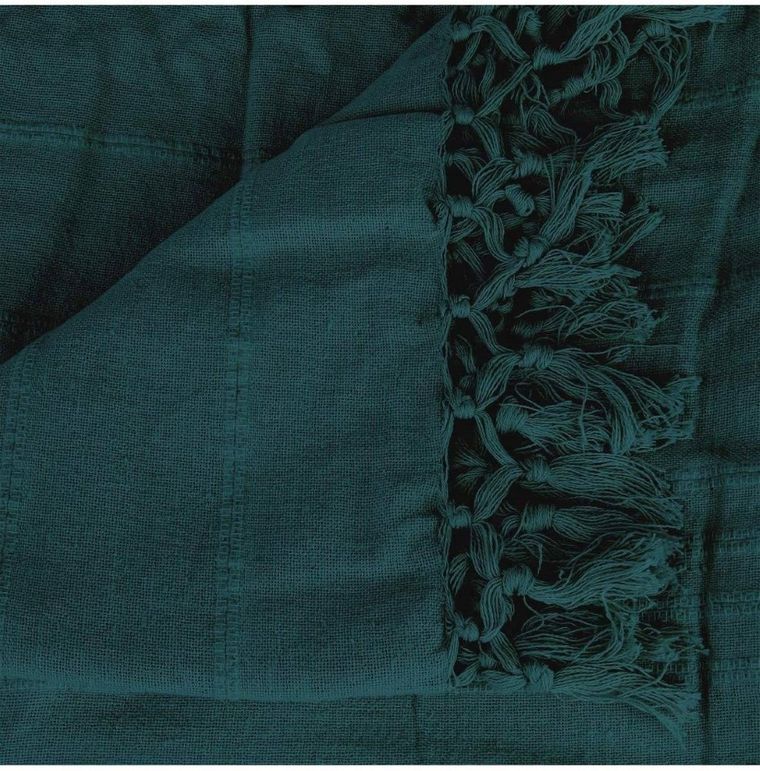 Atmosphera, narzuta z frędzlami, Peacock, 160-220 cm, zielona