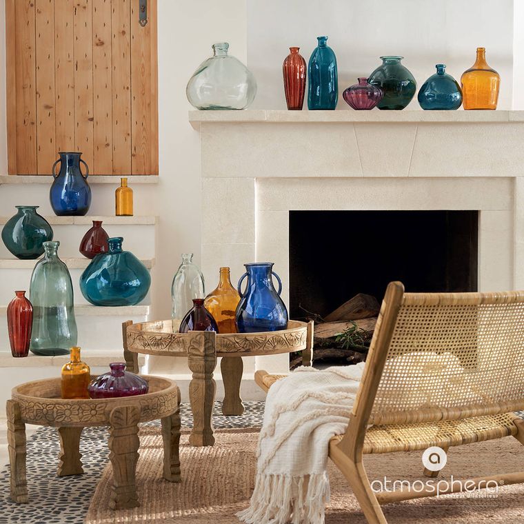 Atmosphera, okrągły wazon na kwity cięte, szklany, khaki, Ø 33 cm