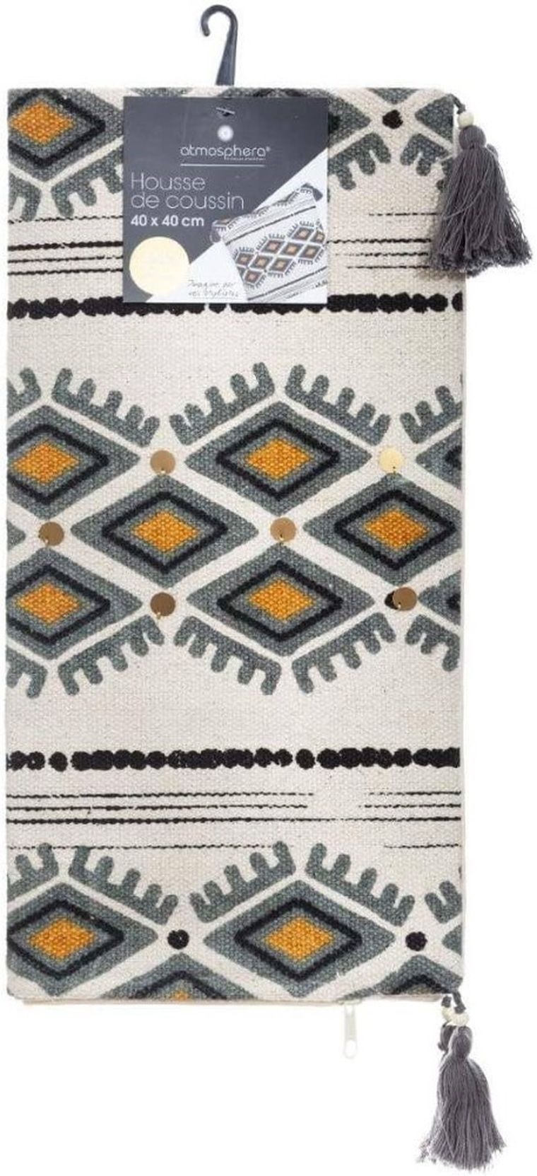 Atmosphera, poszewka dekoracyjna, Aztec, 40-40 cm, etniczna z cekinami