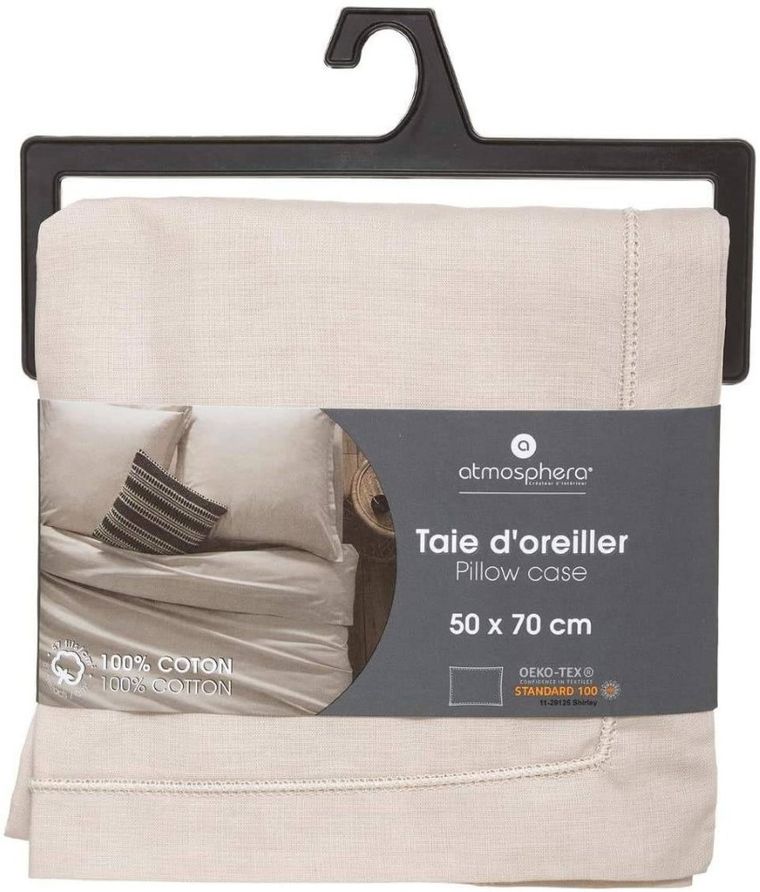 Atmosphera, poszewka na poduszkę z bawełny, 50-70 cm, beżowa