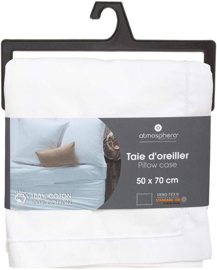Atmosphera, poszewka na poduszkę z bawełny, 50-70 cm, biała